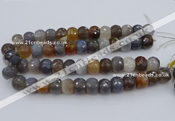 CAG9300 15.5 inches 15*20mm faceted rondelle grey agate beads