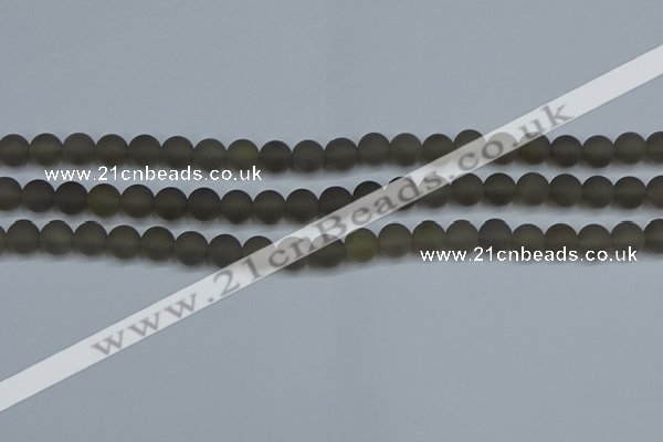 CAG9312 15.5 inches 8mm round matte grey agate beads wholesale