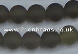 CAG9314 15.5 inches 12mm round matte grey agate beads wholesale