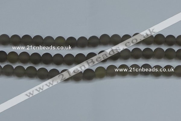 CAG9314 15.5 inches 12mm round matte grey agate beads wholesale