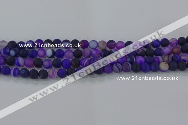 CAG9320 15.5 inches 6mm round matte line agate beads wholesale