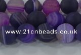 CAG9321 15.5 inches 8mm round matte line agate beads wholesale