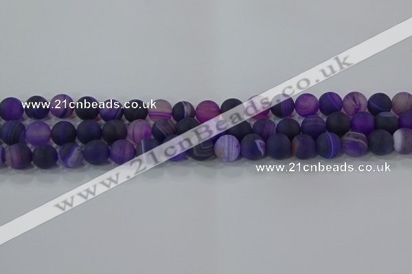 CAG9321 15.5 inches 8mm round matte line agate beads wholesale