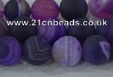 CAG9322 15.5 inches 10mm round matte line agate beads wholesale