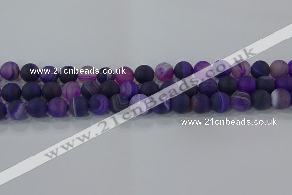 CAG9322 15.5 inches 10mm round matte line agate beads wholesale