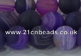 CAG9323 15.5 inches 12mm round matte line agate beads wholesale