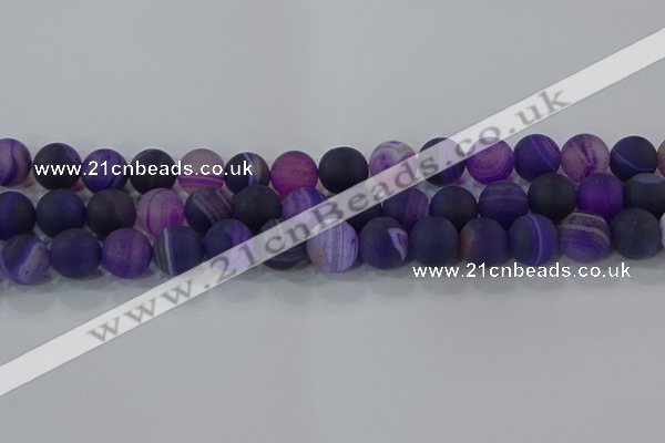 CAG9323 15.5 inches 12mm round matte line agate beads wholesale