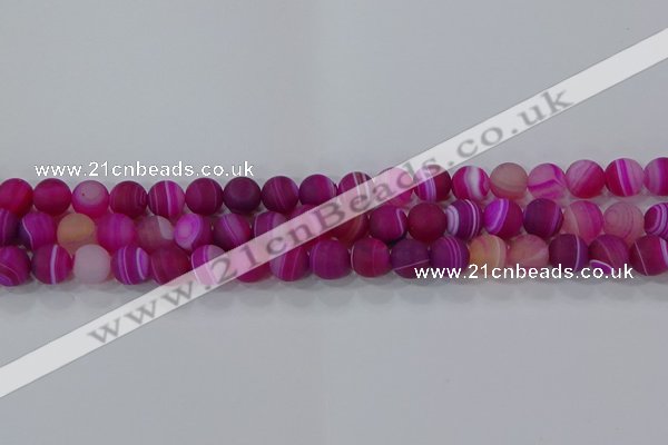 CAG9327 15.5 inches 8mm round matte line agate beads wholesale