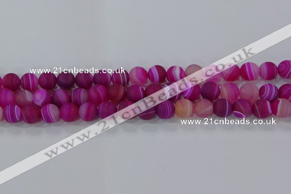 CAG9328 15.5 inches 10mm round matte line agate beads wholesale