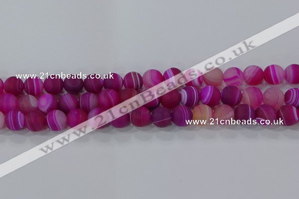 CAG9329 15.5 inches 12mm round matte line agate beads wholesale