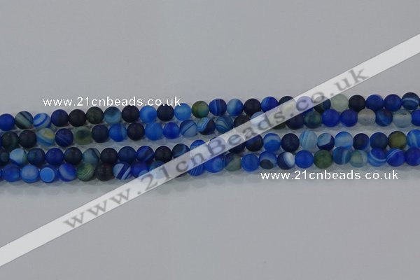 CAG9331 15.5 inches 6mm round matte line agate beads wholesale