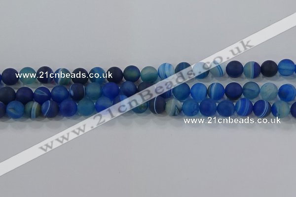 CAG9332 15.5 inches 8mm round matte line agate beads wholesale