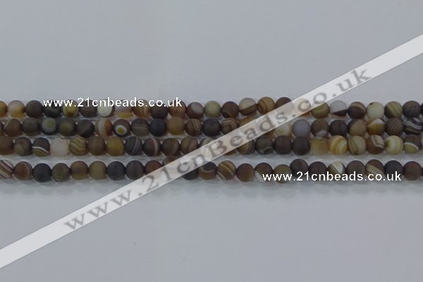 CAG9337 15.5 inches 6mm round matte line agate beads wholesale