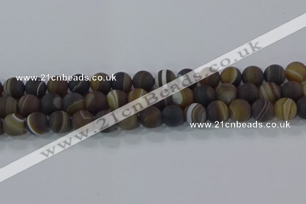 CAG9340 15.5 inches 12mm round matte line agate beads wholesale