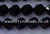 CAG9352 15.5 inches 8mm faceted nuggets black agate beads