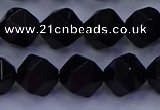 CAG9353 15.5 inches 10mm faceted nuggets black agate beads