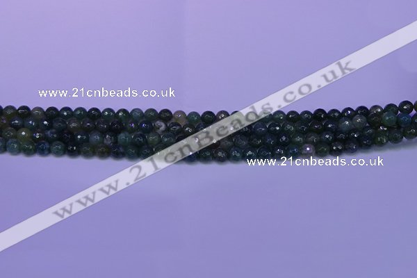 CAG9360 15.5 inches 4mm faceted round moss agate beads wholesale