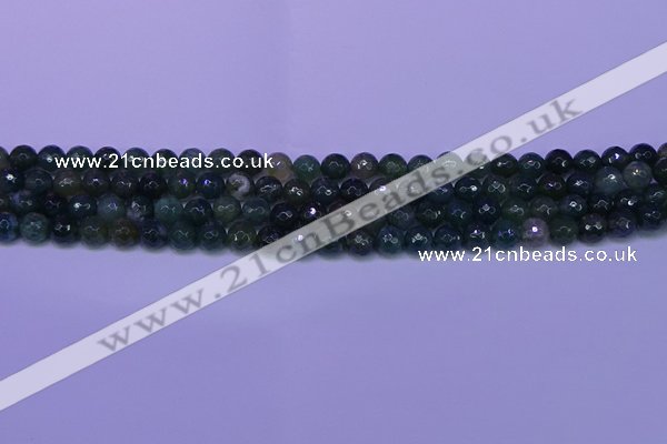 CAG9361 15.5 inches 6mm faceted round moss agate beads wholesale