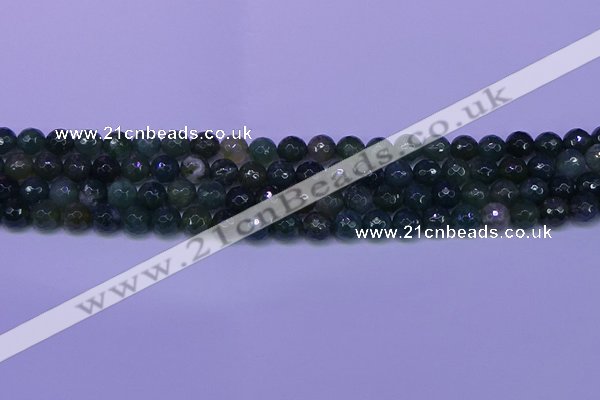 CAG9362 15.5 inches 8mm faceted round moss agate beads wholesale