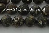 CAG9383 15.5 inches 10mm round matte turritella agate beads