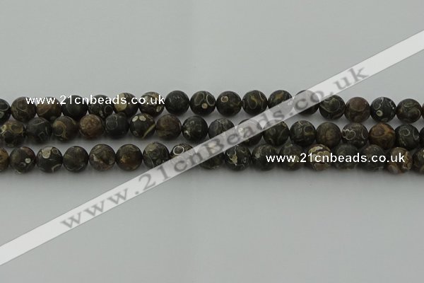 CAG9383 15.5 inches 10mm round matte turritella agate beads