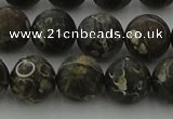 CAG9384 15.5 inches 12mm round matte turritella agate beads