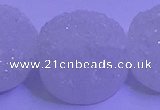 CAG9434 7.5 inches 25mm coin white plated druzy agate beads