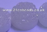 CAG9435 7.5 inches 30mm coin white plated druzy agate beads