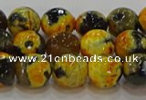 CAG9453 15.5 inches 10mm faceted round fire crackle agate beads