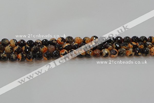 CAG9457 15.5 inches 8mm faceted round fire crackle agate beads