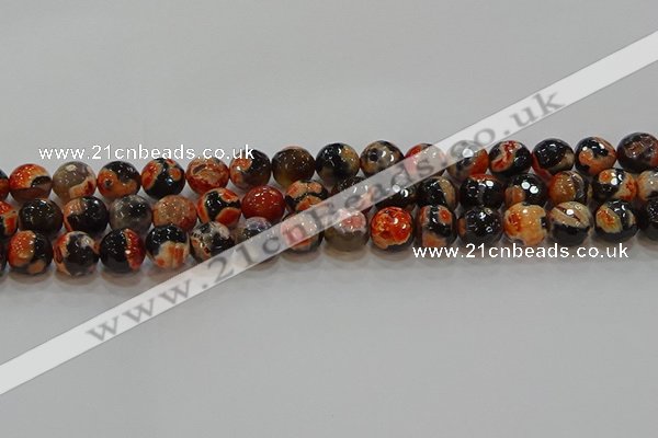 CAG9458 15.5 inches 10mm faceted round fire crackle agate beads