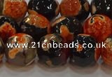 CAG9459 15.5 inches 12mm faceted round fire crackle agate beads