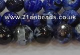 CAG9462 15.5 inches 8mm faceted round fire crackle agate beads