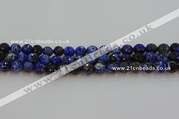 CAG9462 15.5 inches 8mm faceted round fire crackle agate beads