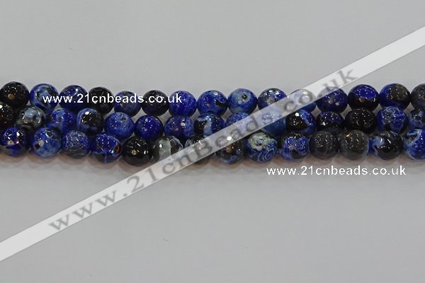 CAG9463 15.5 inches 10mm faceted round fire crackle agate beads