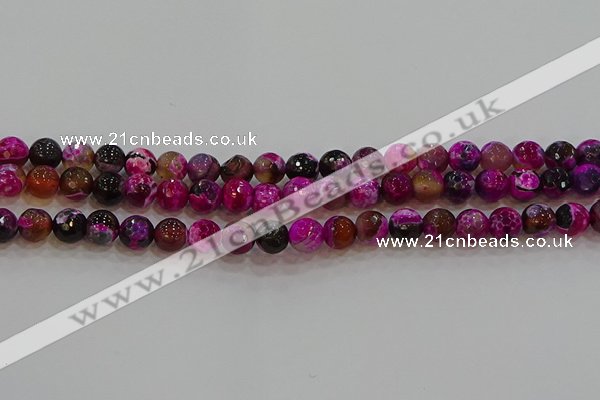 CAG9467 15.5 inches 8mm faceted round fire crackle agate beads