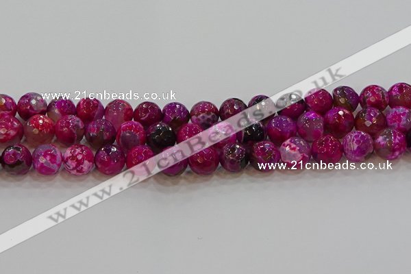 CAG9469 15.5 inches 12mm faceted round fire crackle agate beads