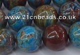 CAG9476 15.5 inches 14mm round blue crazy lace agate beads