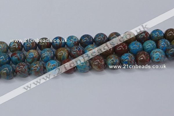 CAG9476 15.5 inches 14mm round blue crazy lace agate beads