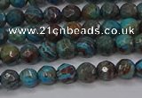 CAG9480 15.5 inches 4mm faceted round blue crazy lace agate beads