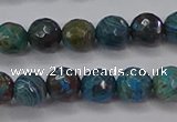 CAG9481 15.5 inches 6mm faceted round blue crazy lace agate beads