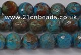 CAG9482 15.5 inches 8mm faceted round blue crazy lace agate beads