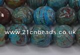 CAG9483 15.5 inches 10mm faceted round blue crazy lace agate beads