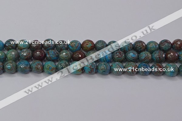 CAG9483 15.5 inches 10mm faceted round blue crazy lace agate beads