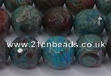 CAG9484 15.5 inches 12mm faceted round blue crazy lace agate beads