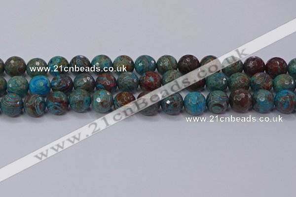 CAG9484 15.5 inches 12mm faceted round blue crazy lace agate beads