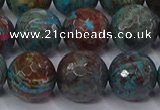 CAG9485 15.5 inches 14mm faceted round blue crazy lace agate beads