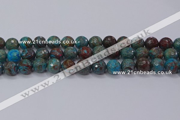 CAG9485 15.5 inches 14mm faceted round blue crazy lace agate beads