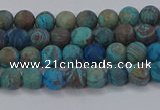 CAG9492 15.5 inches 4mm round matte blue crazy lace agate beads