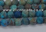 CAG9493 15.5 inches 6mm round matte blue crazy lace agate beads